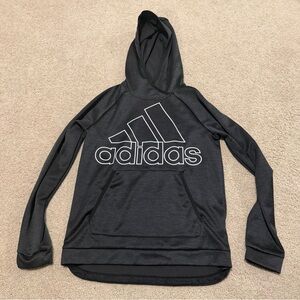 adidas Black Hooded Pullover with White Logo Tag